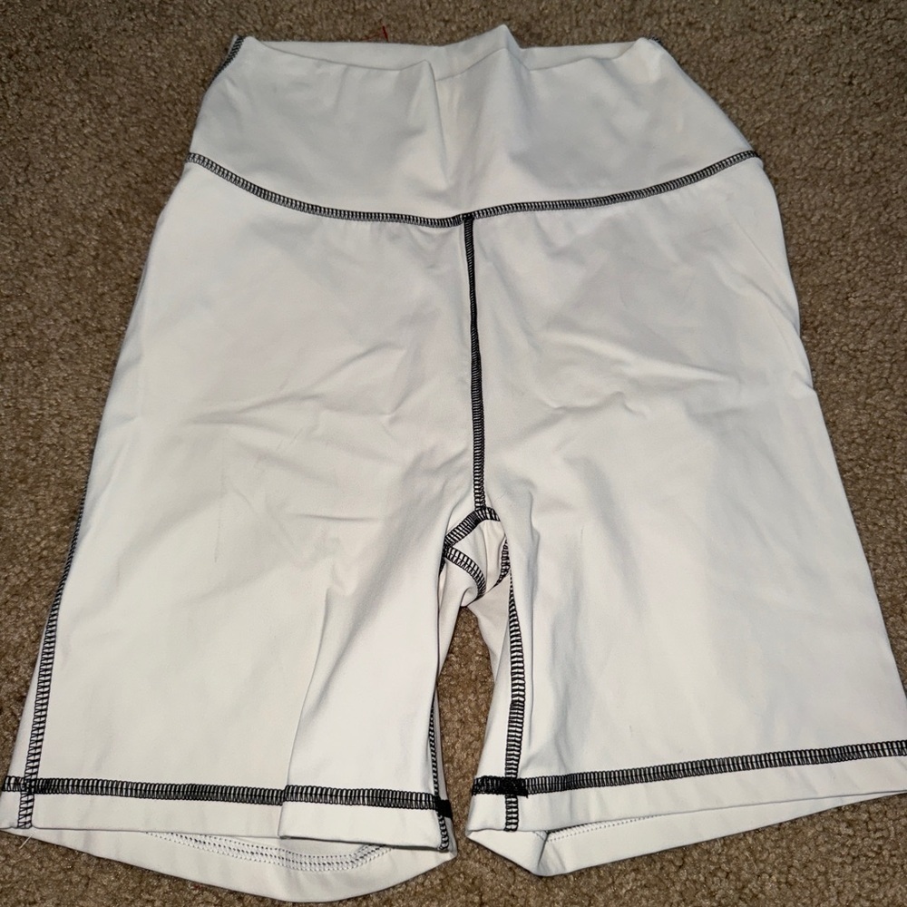 WeWoreWhat White Bike Shorts with Black Accents